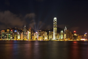 Fototapeta na wymiar Hong Kong city around vitoria harbour at night.