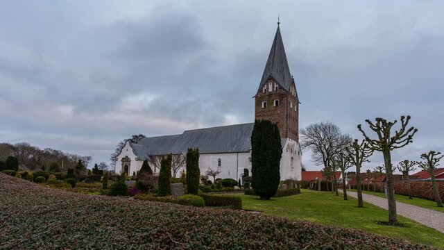 Time Lapse clip of the old church in Mogeltonder in the Southern part of Denmark