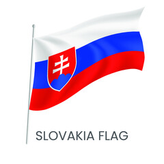 National flag of Slovakia isolated on white background. Realistic flag vector. Eps 10 vector illustration.