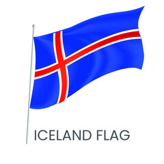 Fototapeta premium National flag of Iceland isolated on white background. Realistic flag vector. Eps 10 vector illustration.