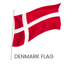 National flag of Denmark isolated on white background. Realistic flag vector. Eps 10 vector illustration.