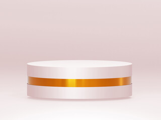 Empty podium or pedestal display scene on white background with cylinder stand concept.