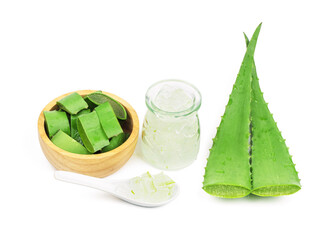 fresh green aloe vera with inner gel sliced