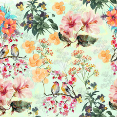 Flower dahlia seamless pattern on background
