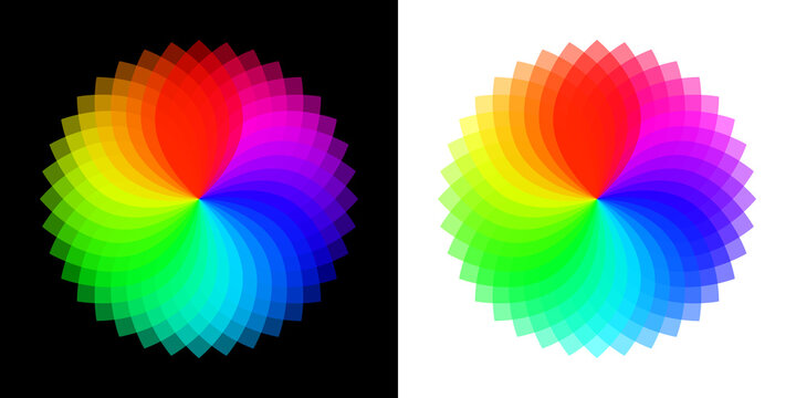 Color wheel palette.  RGB color model with Intersecting red, green and blue circles. Semitransparent mixing mode