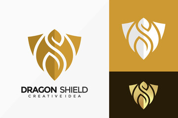 Luxury Dragon Shield Logo Vector Design. Abstract emblem, designs concept, logos, logotype element for template.
