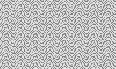 Repetitive Retro Curved Print Texture. Asian Oriental Art Pattern. Continuous Modern Vector Curly Plexus Texture Background. Repeat Minimal Simple Graphic Optical Endless Pattern. Simple Ocean Waves