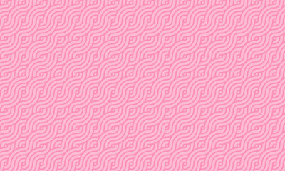 Repetitive Fashion Graphic Plexus Tile Texture. Japanese Repeat East Vector Circular Waves Grid Pattern. Seamless Tileable Optical background Texture. Asian Monochrome Pink Repetition Pattern Backdrop