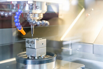 cutting tool working with work piece or product by high speed and accuracy cnc automatic machining center for manufacturing process in industrial