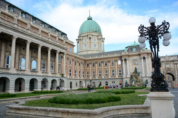 Fototapeta na wymiar Budapest, Hungary - May 2, 2019: Buda Castle palace complex of the Hungarian kings in Budapest