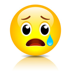 Sad emoji, crying vector emoticon