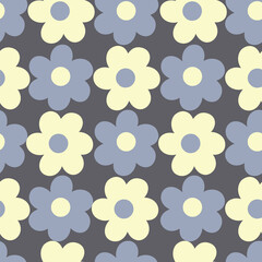 Large geometric floral vector illustration on grey seamless background pattern