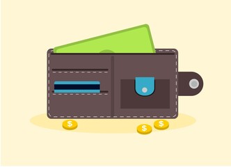 
Vector illustration of a wallet containing cash and credit cards for the holidays, perfect for business and advertising designs