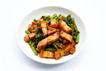 Stir fried crispy pork with holy basil