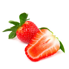 Ripe red strawberry on an isolated white background