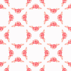 Bright seamless pattern with roses. Texture for wrapping paper, fabric, cards and invitations. Gouache illustration.