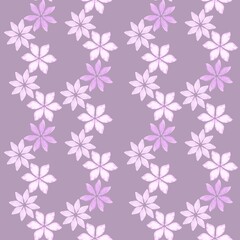 Seamless pattern of pink watercolor flowers on a purple background 