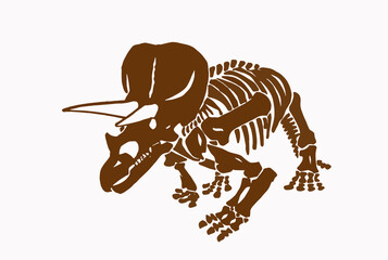 Graphical vintage skeleton of triceratops ,sepia background,vector  illustration © Алексей Воробьёв