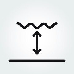 Water depth line outline icon. Eps10 vector illustration.