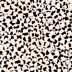 Abstract modern leopard seamless pattern. Animals trendy background. Beige and black decorative vector stock illustration for print, card, postcard, fabric, textile. Modern ornament of stylized skin