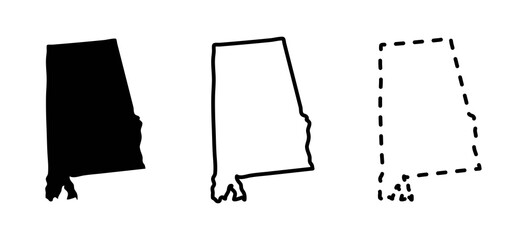 Alabama state isolated on a white background, USA map