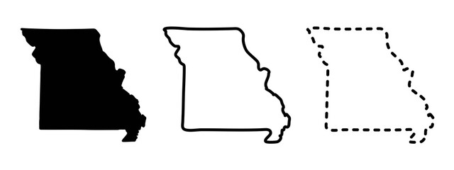 Missouri state isolated on a white background, USA map