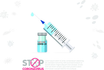 Anti Coronavirus disease COVID-19 infection medical vaccine with typography and copy space. New official name for Coronavirus disease named COVID-19. Vaccination concept. Vector banner.