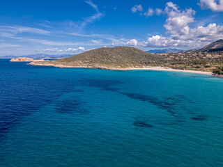 Aerial view of Bodri beach in Corsica