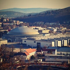 Czech republic, Brno Exhibitions Centre BVV - (BVV Fairs) on the cityscape taken from the hill....