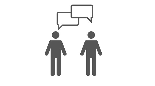 Talking icon. Illustration of two people having a convertation
