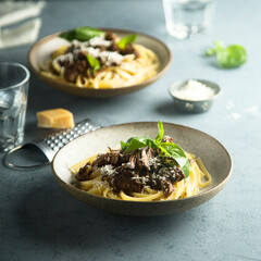 Homemade pasta with beef ragout