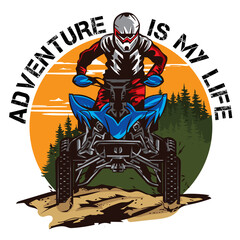 ATV racing and adventure vector illustration, perfect for tshirt design and ATV Shop and Rental logo © ari