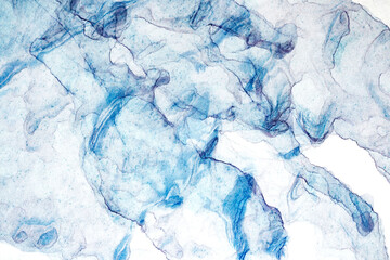 Obraz premium Abstract background in blue color, hand drawn alcohol painting