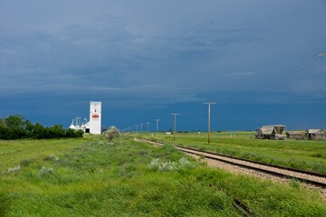 Fototapeta na wymiar Grain elevator in Bracken in Saskatchewan Canada