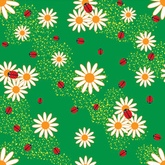 Seamless baby pattern ladybug