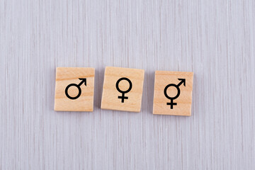 Geschlechter Symbole. Konzept Gleichberechtigung zwischen den Geschlechtern.