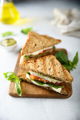 Grilled sandwiches with chicken and mozzarella