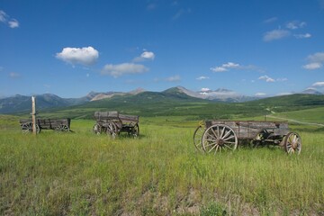 Old wagons in Southern Alberta in Canada