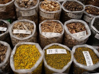 Selling tea on market in China