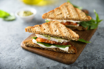 Grilled sandwiches with chicken and mozzarella
