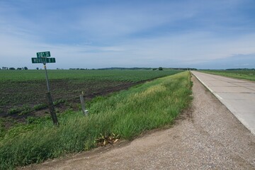 Country roads in Woodbury County in the Midwest state of Iowa
