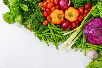Healthy fresh ingredient for making vegetable salad.