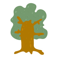 decorative cartoon style tree  isolated on white background can use like design element