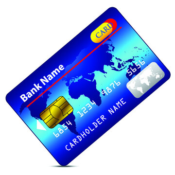 Blue credit card on white. Isolated 3D image
