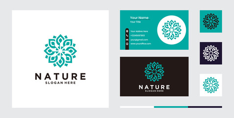 Fototapeta premium Simple nature leaf ornament logo design flower logo