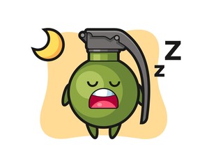 grenade character illustration sleeping at night