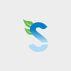 logo leaf with letter s vector design