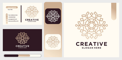 Simple nature leaf ornament natural logo and business card  , Collection of mandala with ornamental patterns of flowers and leaves.