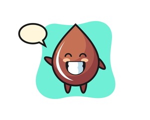 chocolate drop cartoon character doing wave hand gesture
