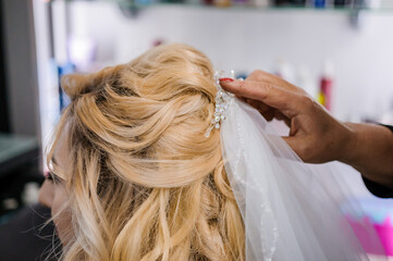 Naklejka premium Wedding hair jewelry. Wedding hair wreath. Diadem. Decoration for the bride